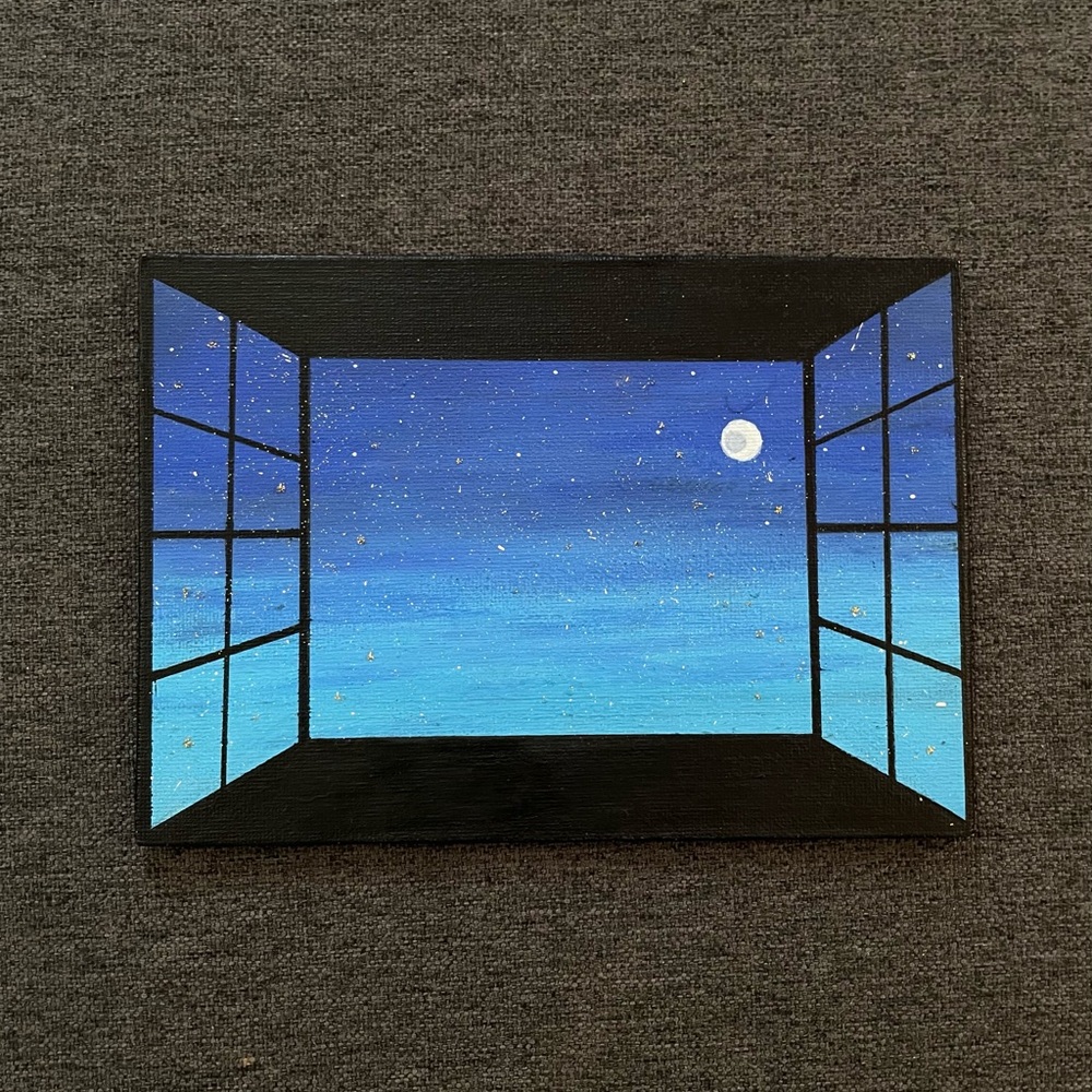SOLD❌ Starry Night Window View Acrylic Painting